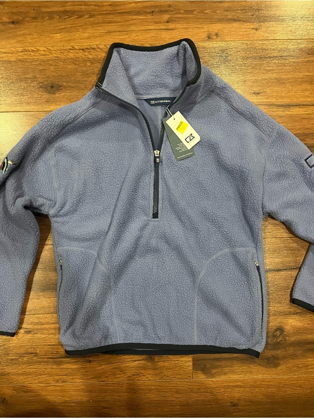 NWT Cutter & Buck Blue Half-Zip Fleece Pullover